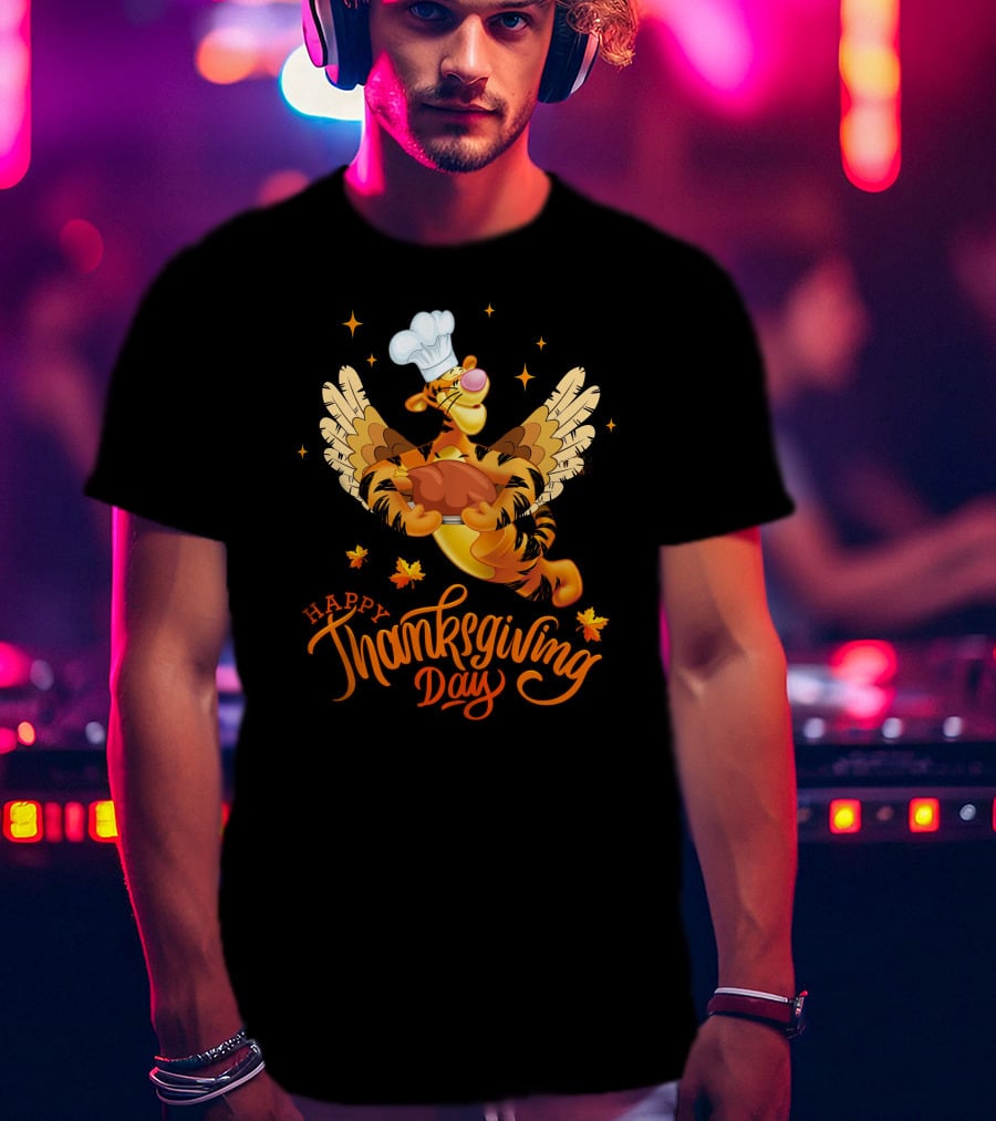 Tigger Happy Thanksgiving Day Chef Turkey Wings T-Shirt