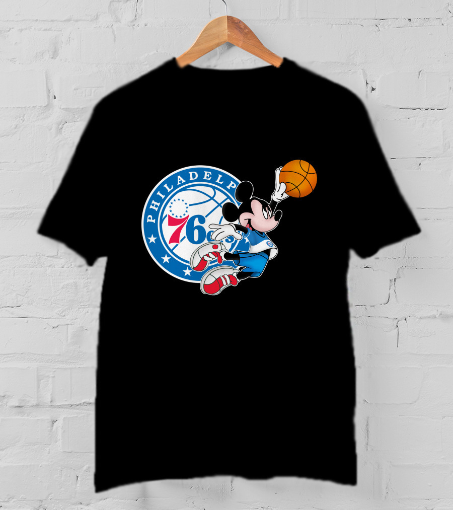 Philadelphia 76ers Mickey Basketball Dunk T-Shirt