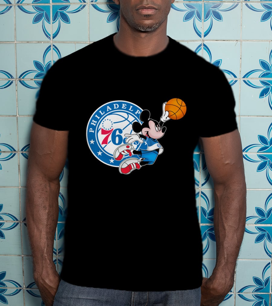 Philadelphia 76ers Mickey Basketball Dunk T-Shirt