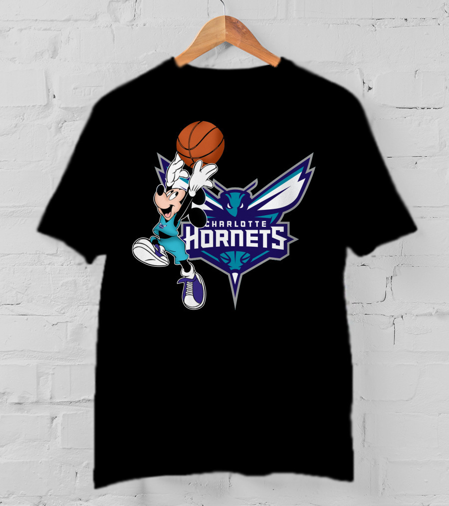 Mickey Charlotte Hornets Basketball T-Shirt