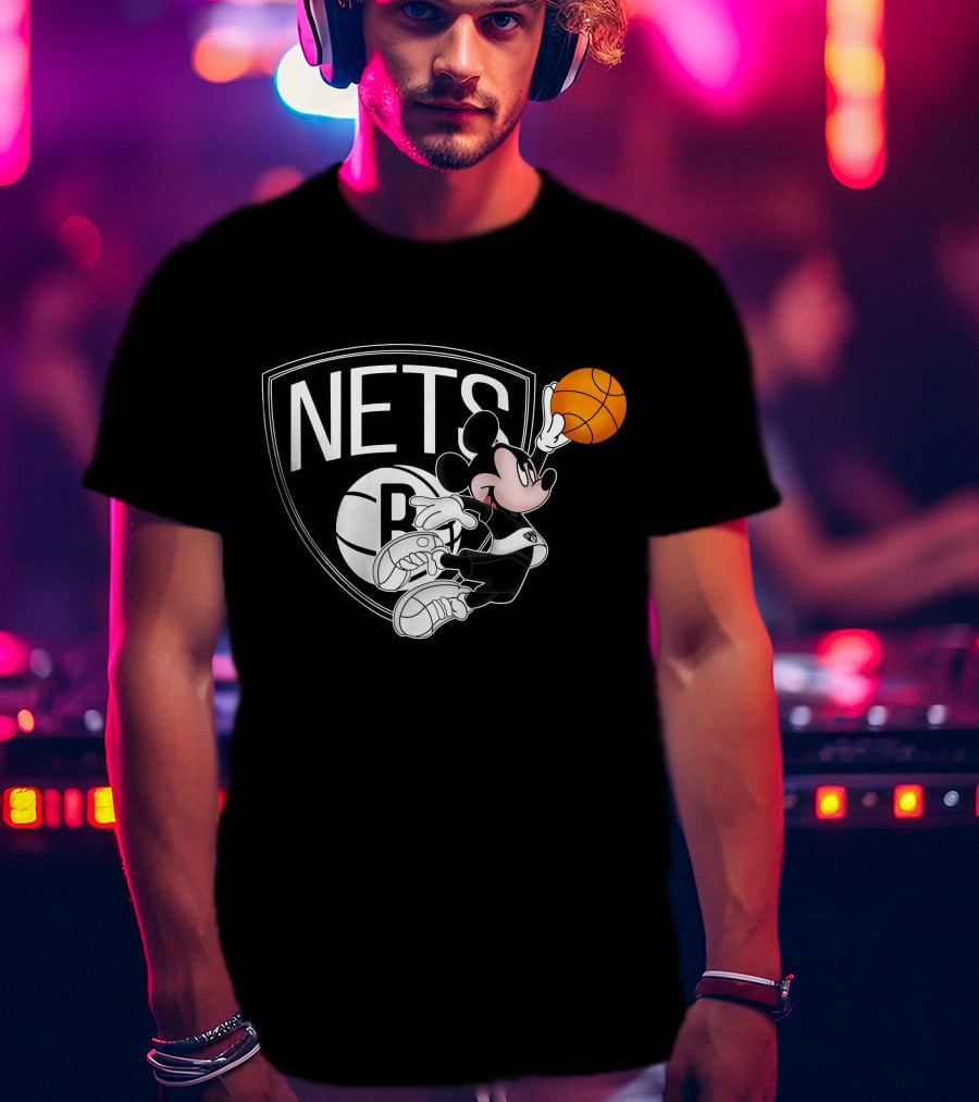 Nets Mickey Basketball Slam Dunk T-Shirt