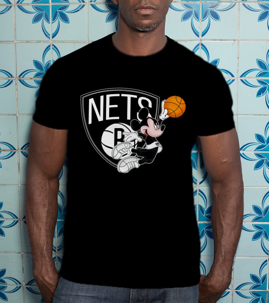 Nets Mickey Basketball Slam Dunk T-Shirt