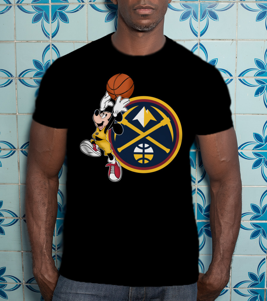 Mickey Mouse Basketball Dunk Denver Nuggets Crossover T-Shirt