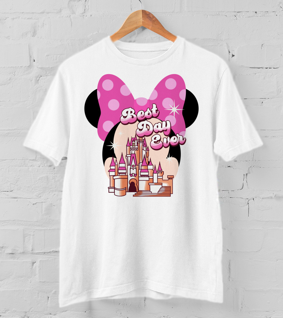 Minnie Best Day Ever Castle Pink Bow T-Shirt
