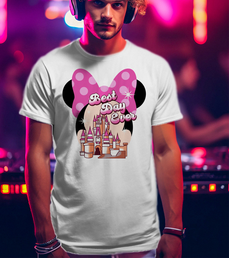 Minnie Best Day Ever Castle Pink Bow T-Shirt