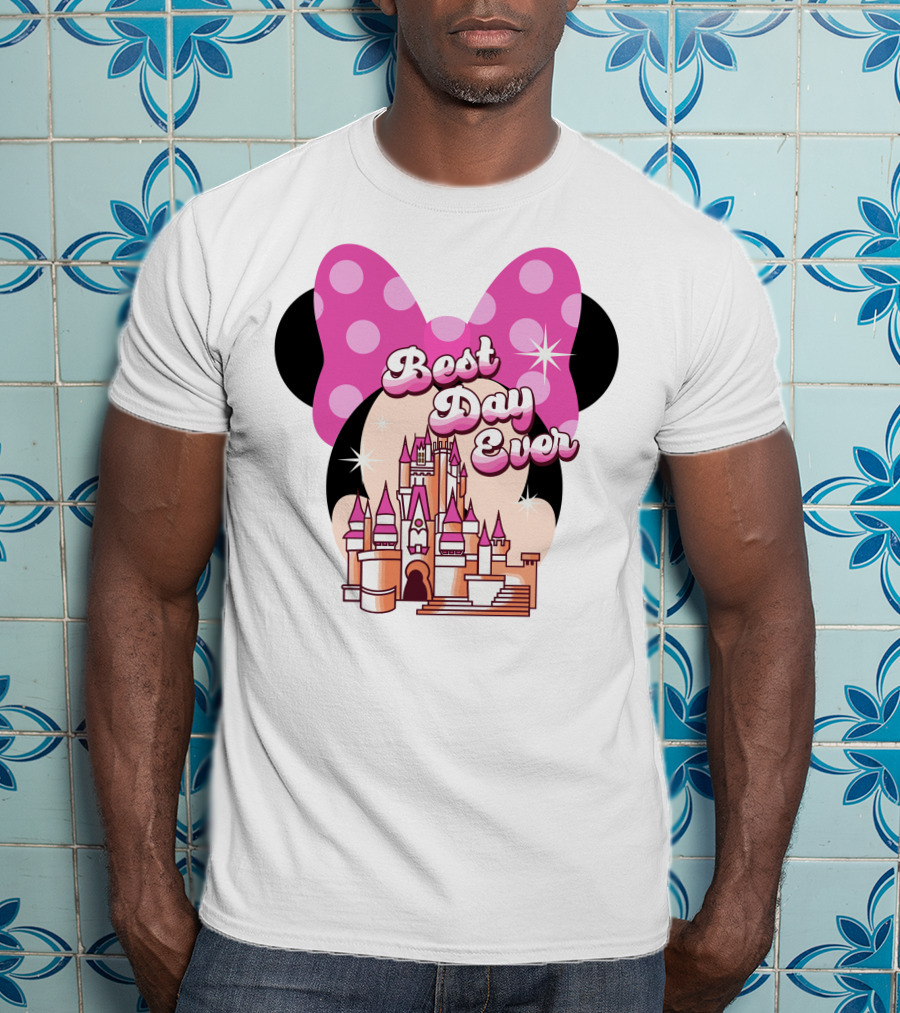 Minnie Best Day Ever Castle Pink Bow T-Shirt