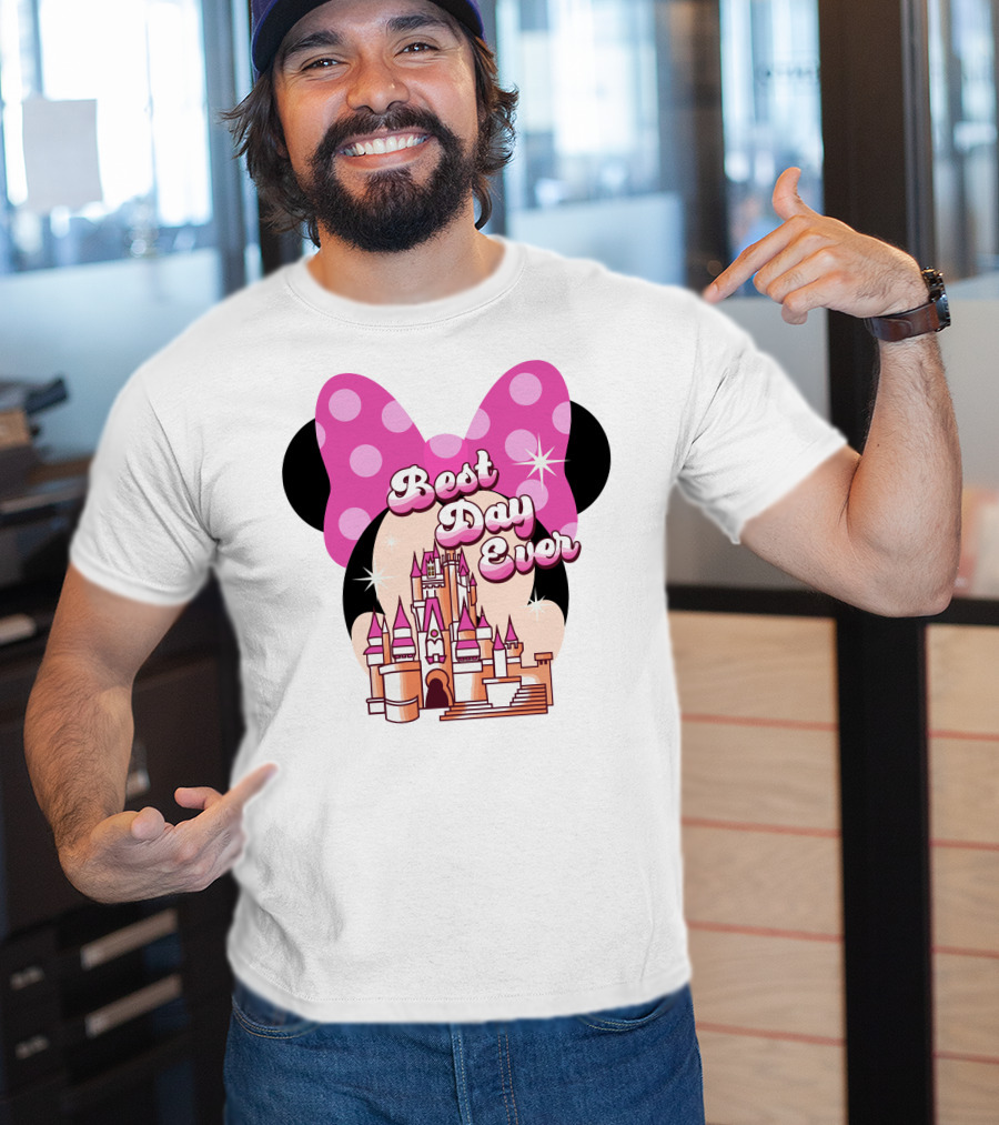 Minnie Best Day Ever Castle Pink Bow T-Shirt