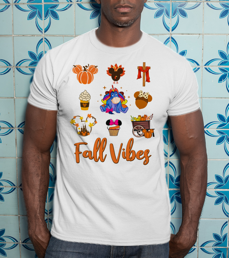 Fall Vibes Eeyore Autumn Mickey Pumpkin Cupcake Harvest T-Shirt