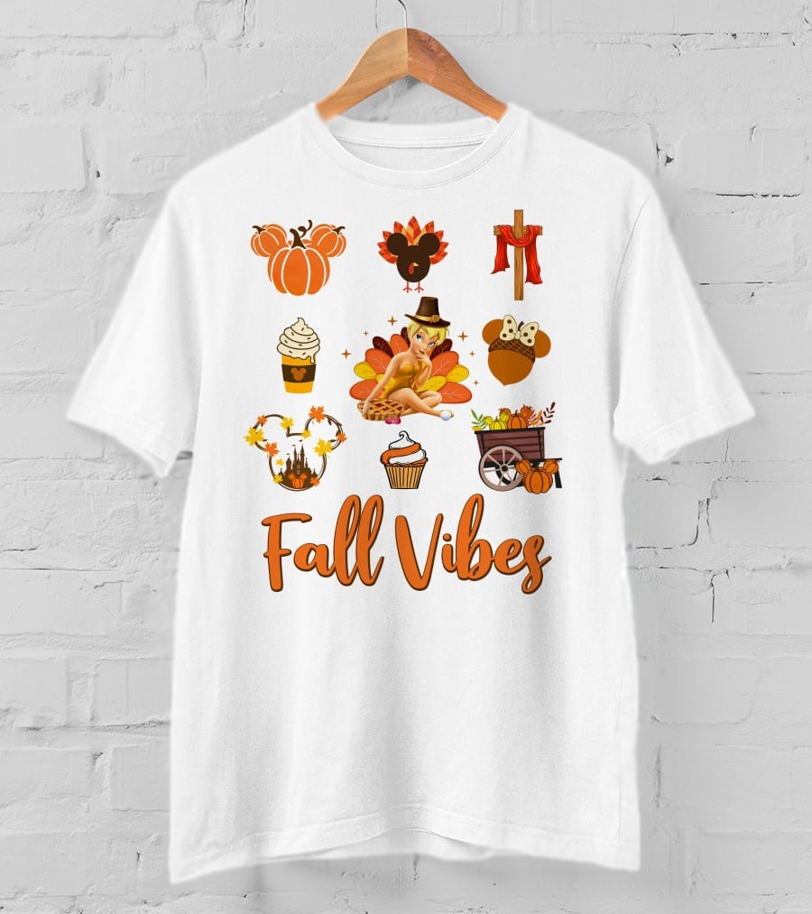 Tinkerbell Fall Vibes Pumpkin Turkey Cupcake Thanksgiving T-Shirt