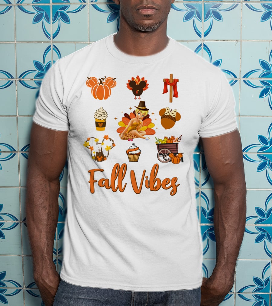Tinkerbell Fall Vibes Pumpkin Turkey Cupcake Thanksgiving T-Shirt