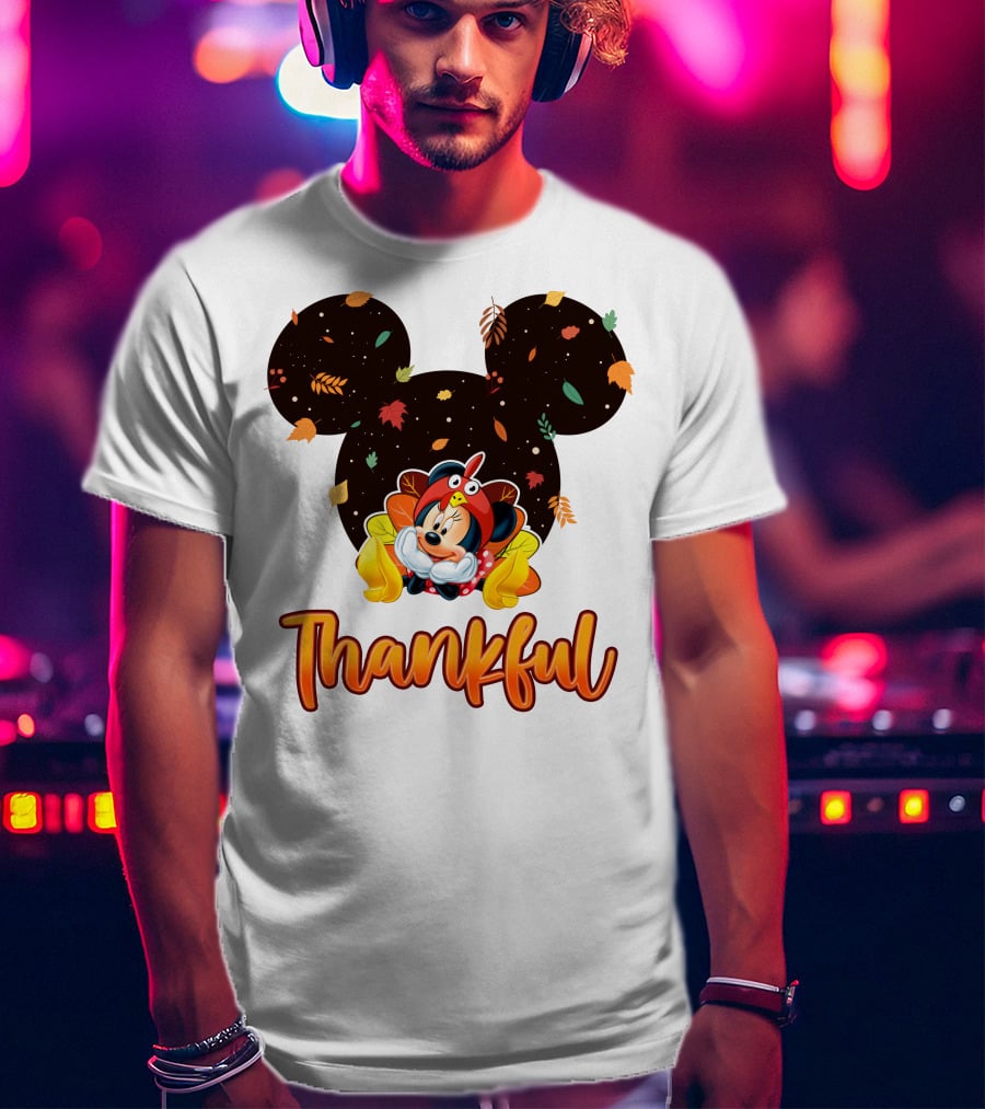 Thankful Minnie Mouse Autumn Leaves T-Shirt