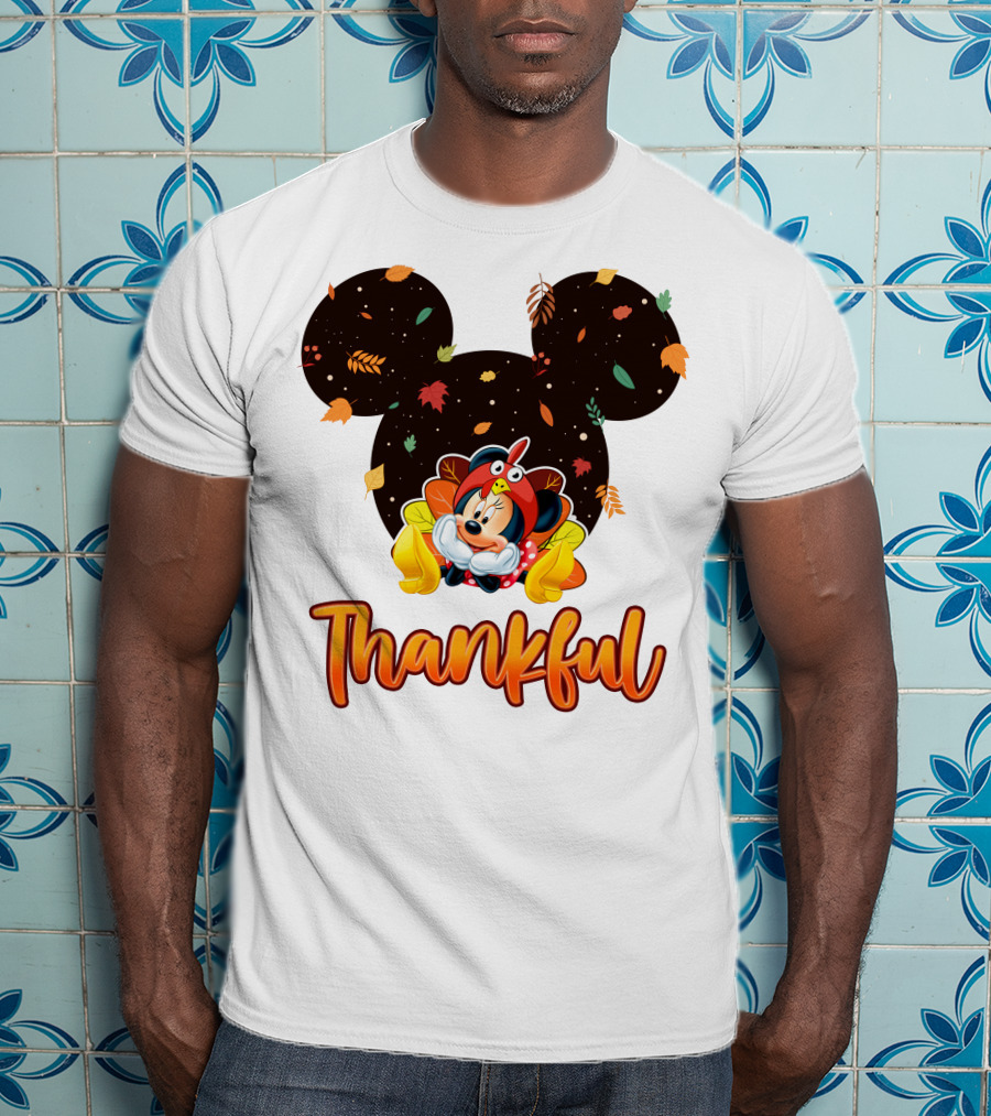 Thankful Minnie Mouse Autumn Leaves T-Shirt