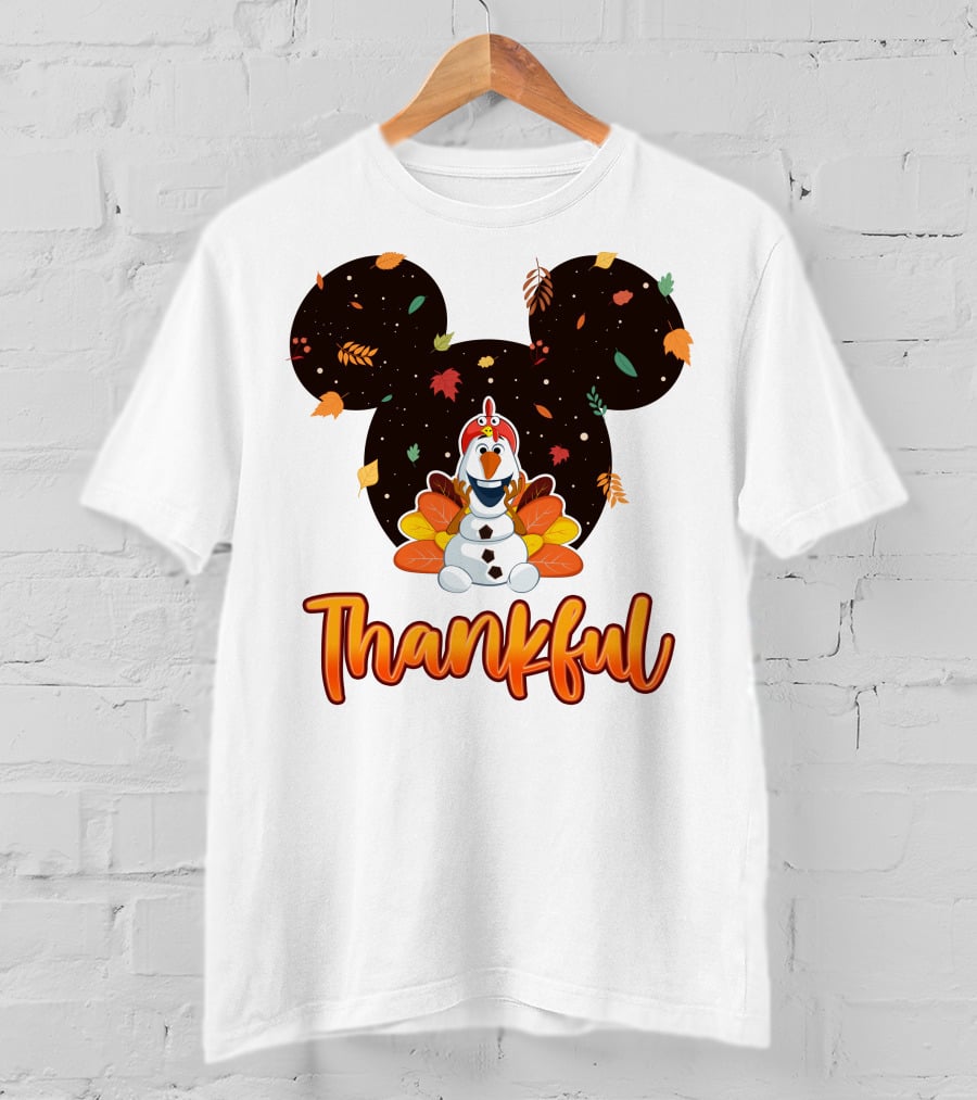 Thankful Olaf Autumn Leaves Mickey Ears T-Shirt