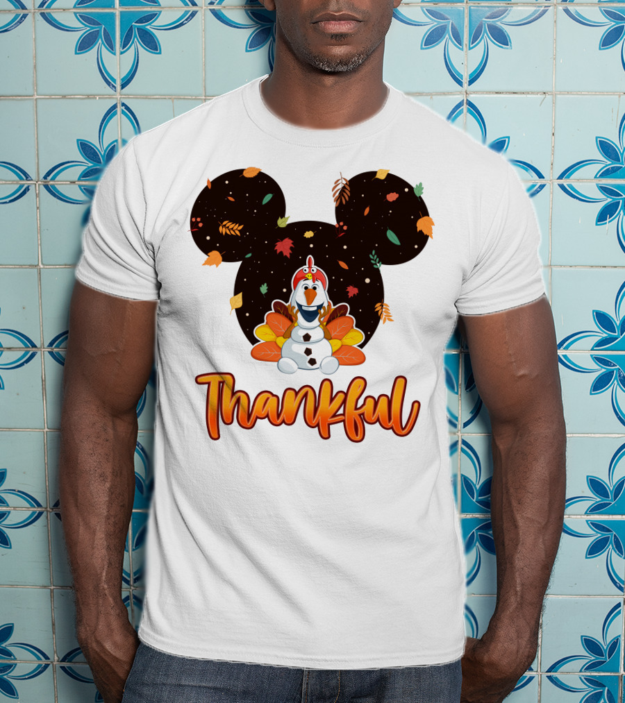 Thankful Olaf Autumn Leaves Mickey Ears T-Shirt