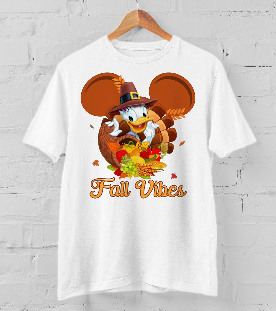 Fall Vibes Daisy Duck Cornucopia Thanksgiving T-Shirt