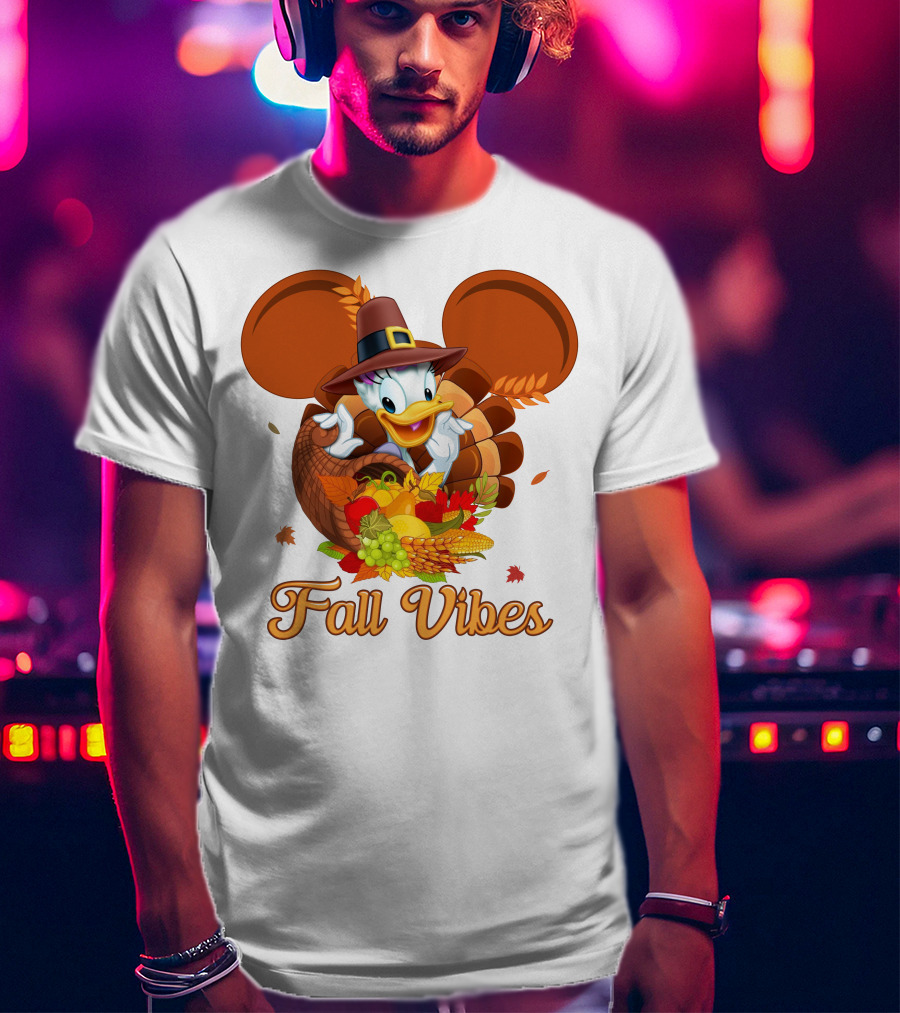 Fall Vibes Daisy Duck Cornucopia Thanksgiving T-Shirt
