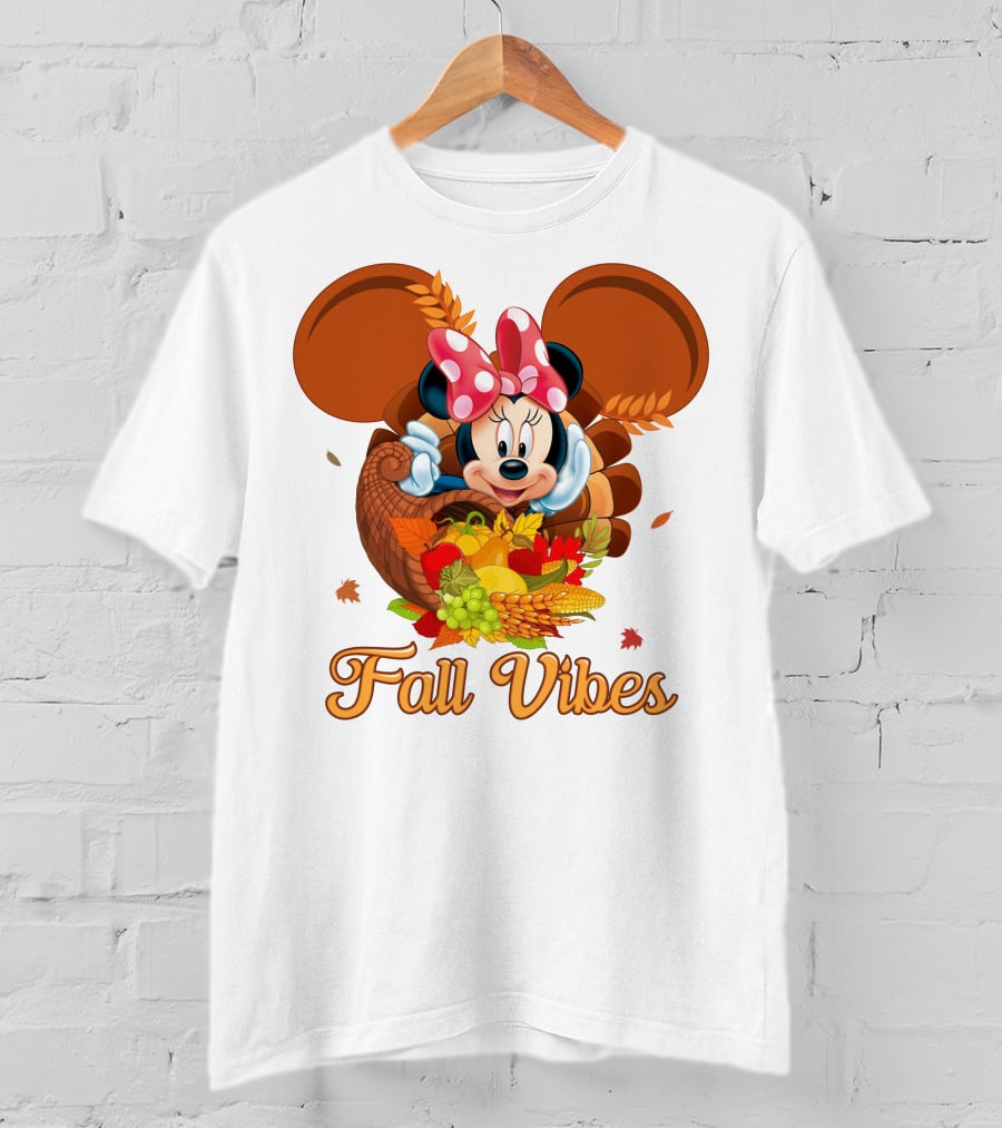Minnie Fall Vibes Cornucopia Harvest Theme T-Shirt