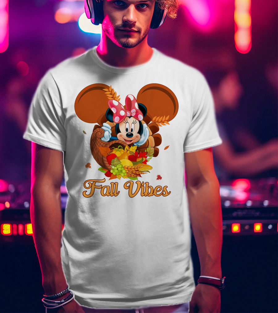 Minnie Fall Vibes Cornucopia Harvest Theme T-Shirt