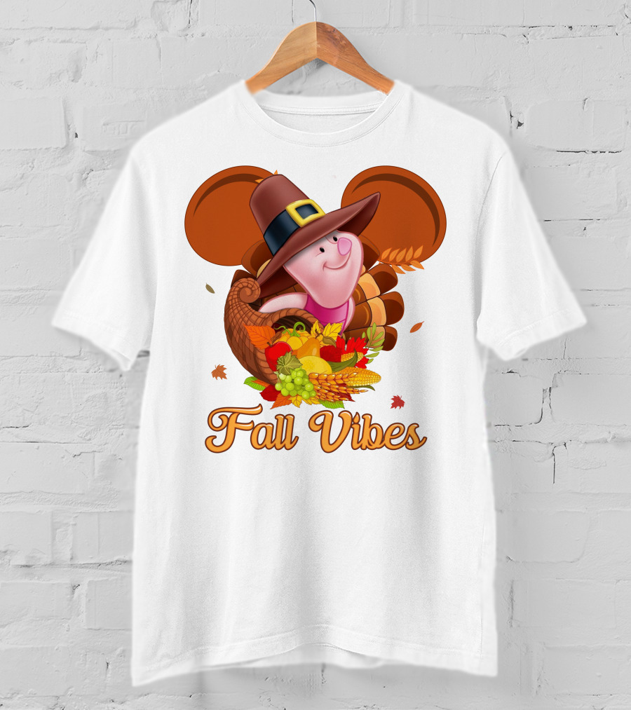 Piglet Fall Vibes Thanksgiving Cornucopia Disney Inspired T-Shirt