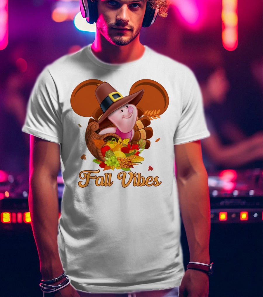 Piglet Fall Vibes Thanksgiving Cornucopia Disney Inspired T-Shirt