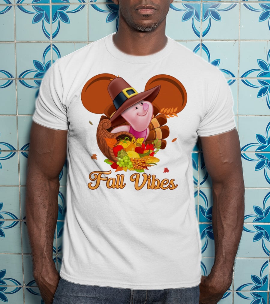 Piglet Fall Vibes Thanksgiving Cornucopia Disney Inspired T-Shirt