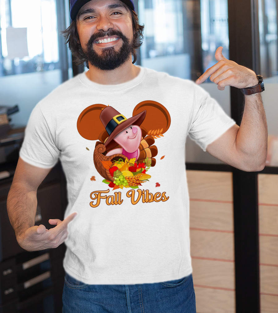 Piglet Fall Vibes Thanksgiving Cornucopia Disney Inspired T-Shirt
