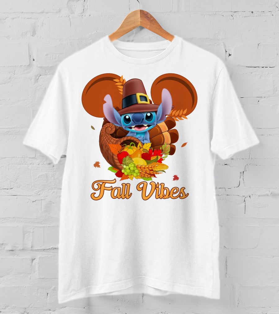 Fall Vibes Stitch Thanksgiving Cornucopia T-Shirt