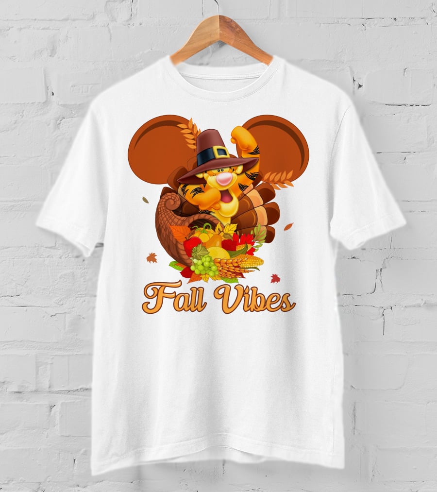 Tigger Fall Vibes Cornucopia Thanksgiving Mickey Ears T-Shirt