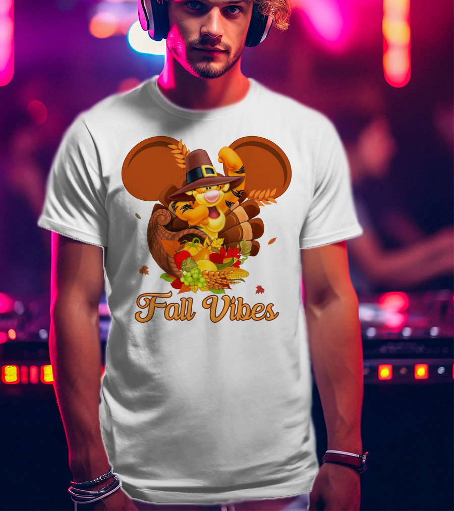 Tigger Fall Vibes Cornucopia Thanksgiving Mickey Ears T-Shirt