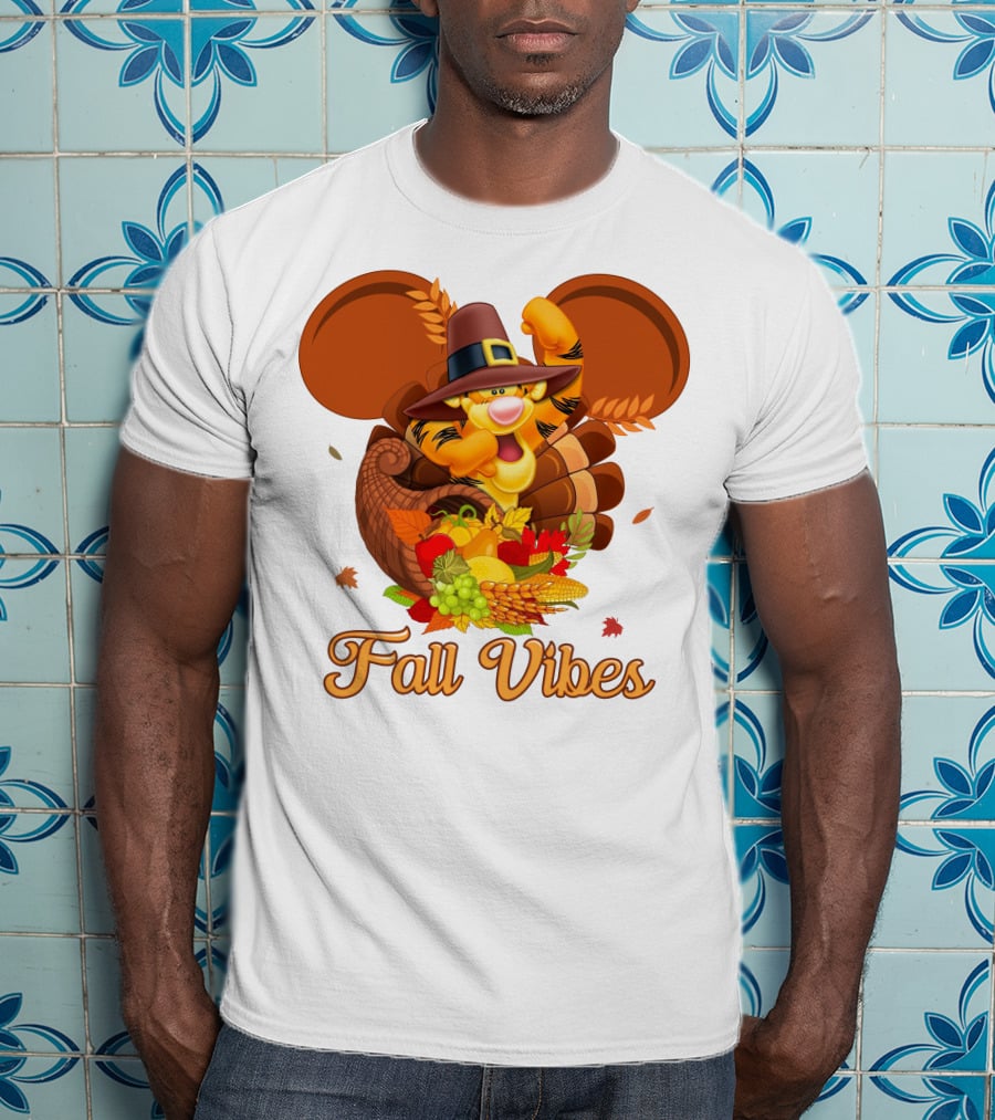 Tigger Fall Vibes Cornucopia Thanksgiving Mickey Ears T-Shirt