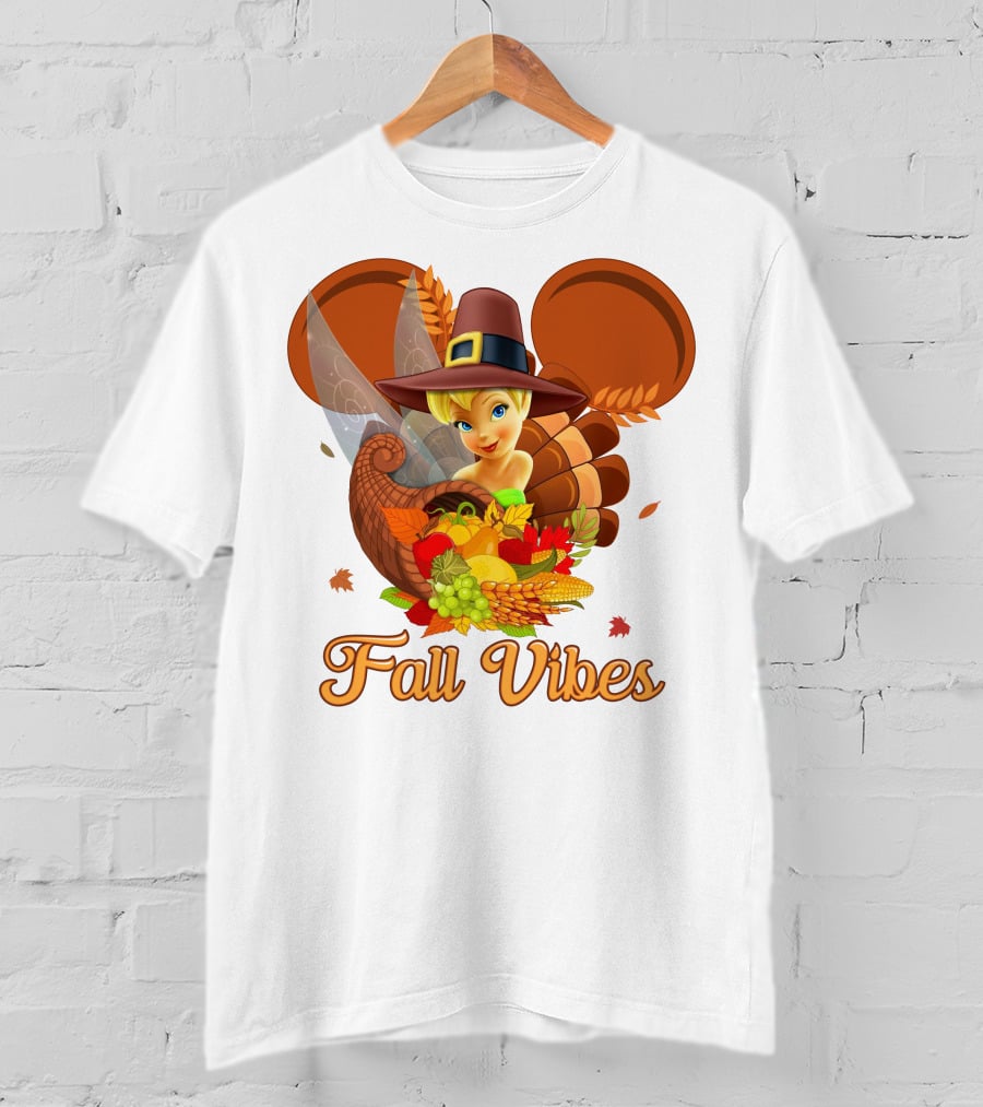 Tinkerbell Fall Vibes Cornucopia Thanksgiving Disney T-Shirt