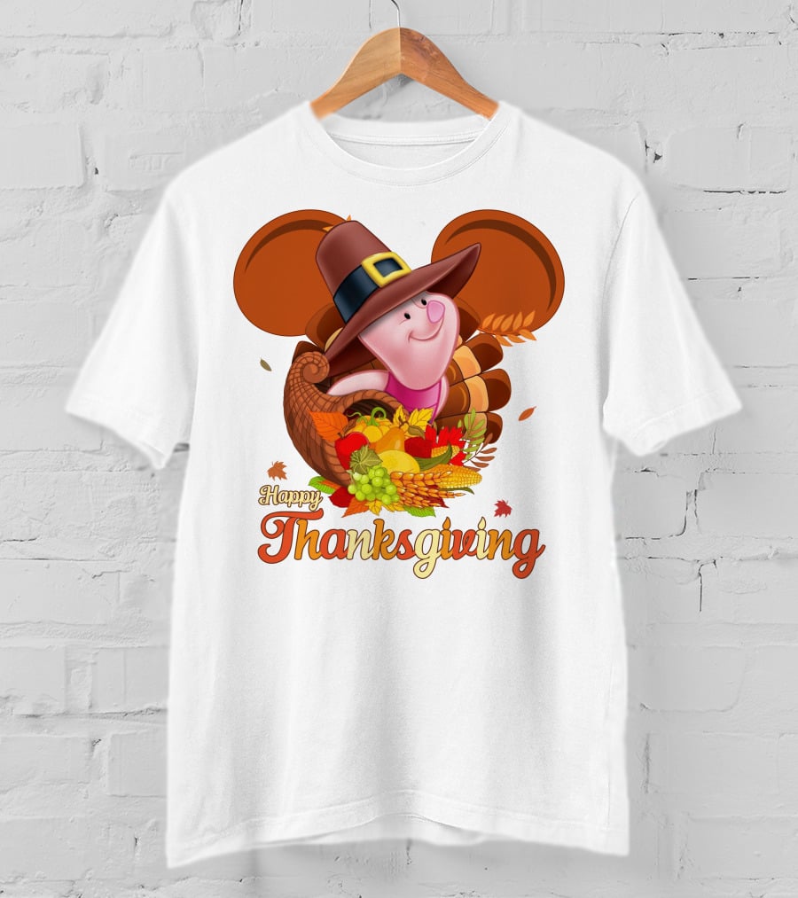 Happy Thanksgiving Piglet Cornucopia Celebration T-Shirt