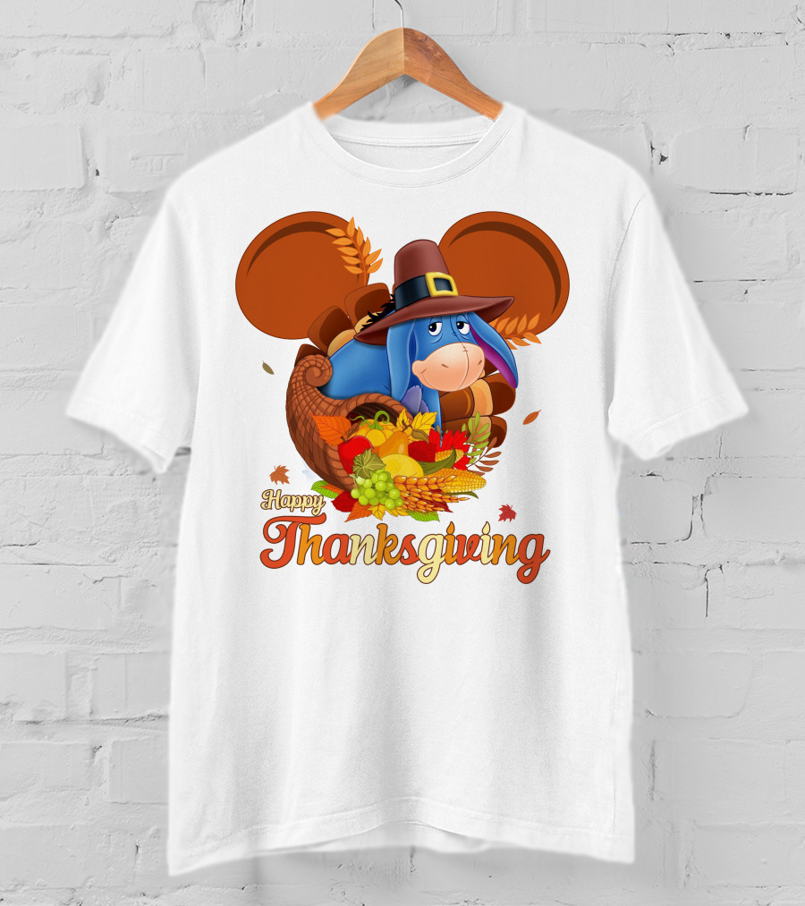 Happy Thanksgiving Eeyore Cornucopia Holiday Celebration T-Shirt