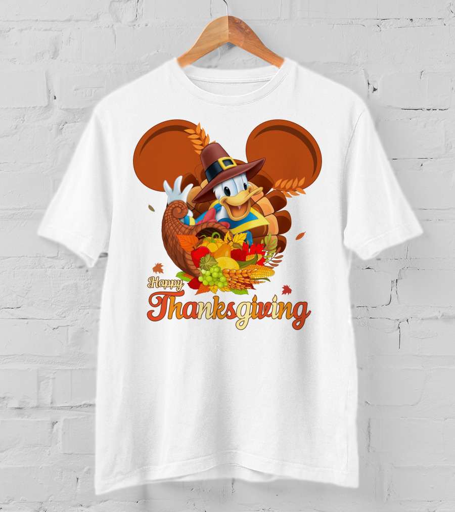 Happy Thanksgiving Donald Duck Cornucopia T-Shirt