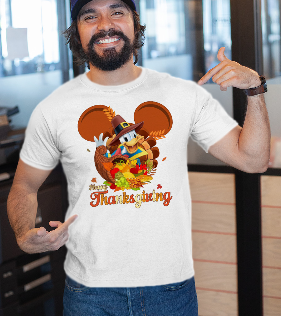 Happy Thanksgiving Donald Duck Cornucopia T-Shirt