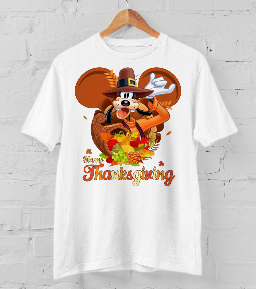 Goofy Happy Thanksgiving Cornucopia Celebration T-Shirt