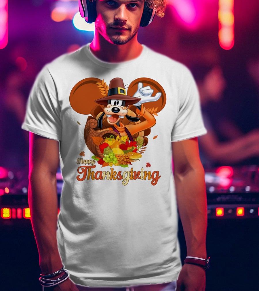 Goofy Happy Thanksgiving Cornucopia Celebration T-Shirt