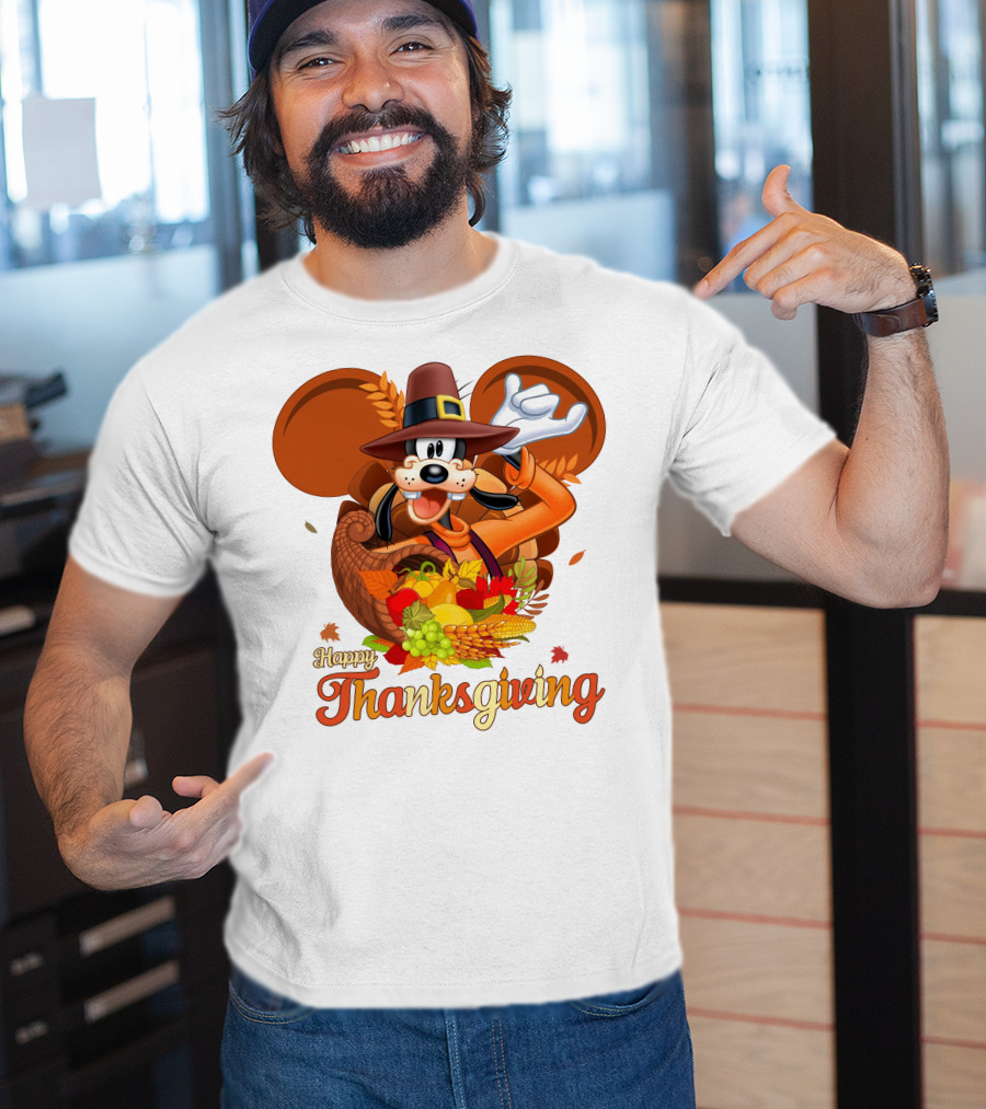 Goofy Happy Thanksgiving Cornucopia Celebration T-Shirt