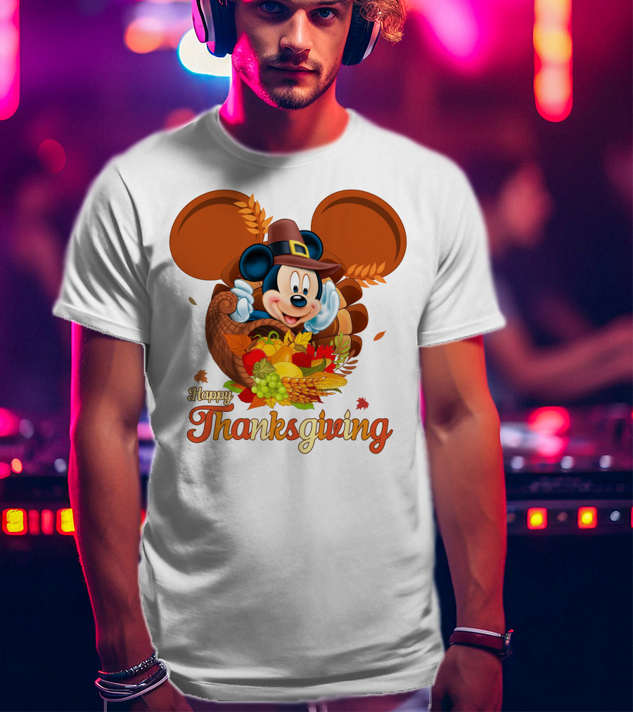 Mickey Happy Thanksgiving Cornucopia Celebration T-Shirt