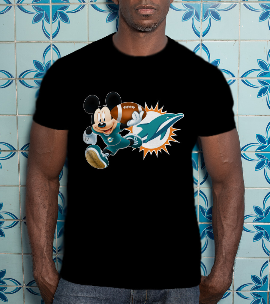 Mickey Miami Dolphins Football Crossover T-Shirt