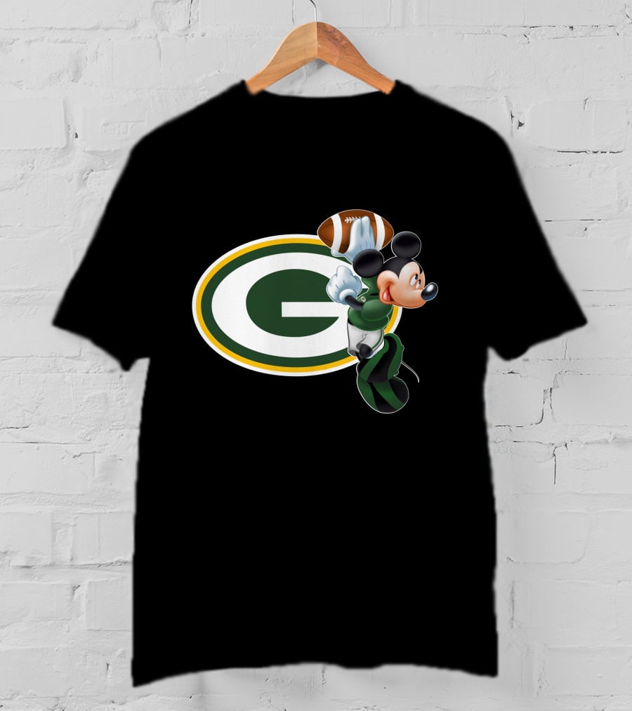 Mickey Mouse Green Bay Packers Football T-Shirt