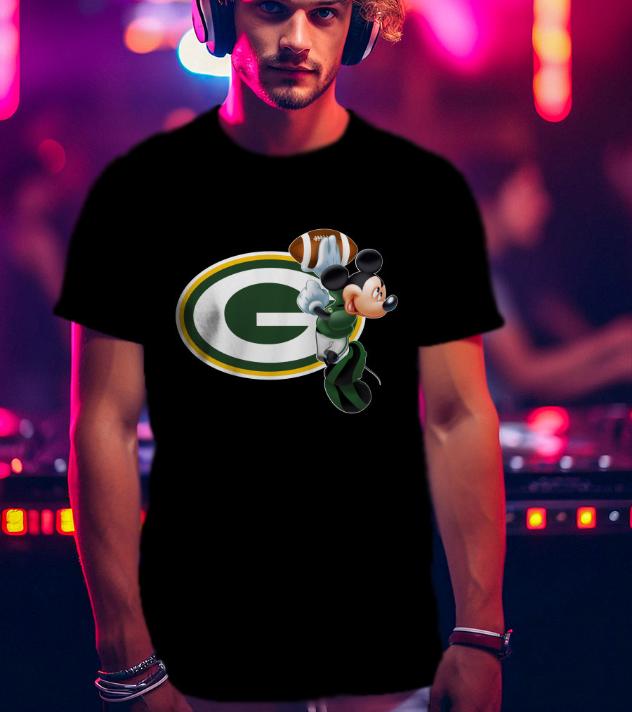 Mickey Mouse Green Bay Packers Football T-Shirt