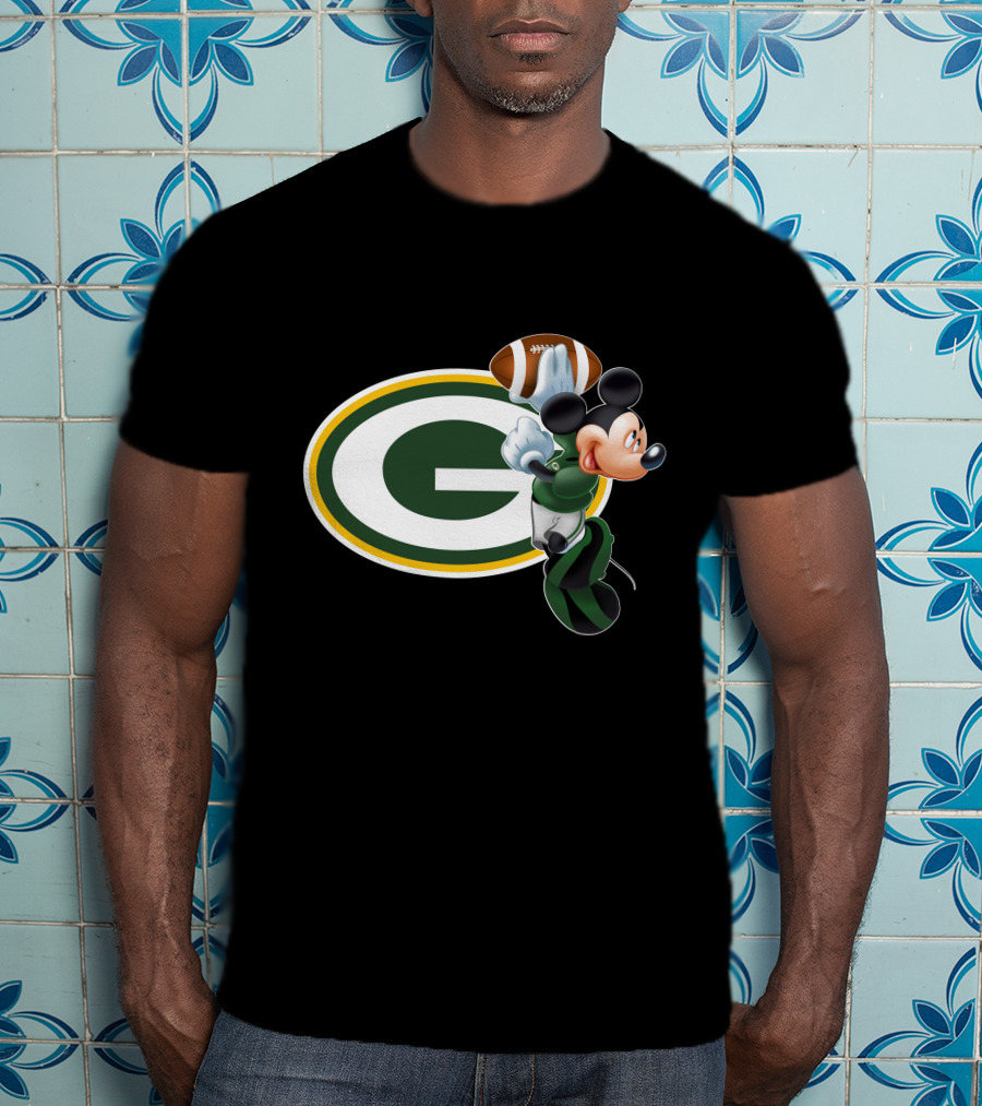 Mickey Mouse Green Bay Packers Football T-Shirt