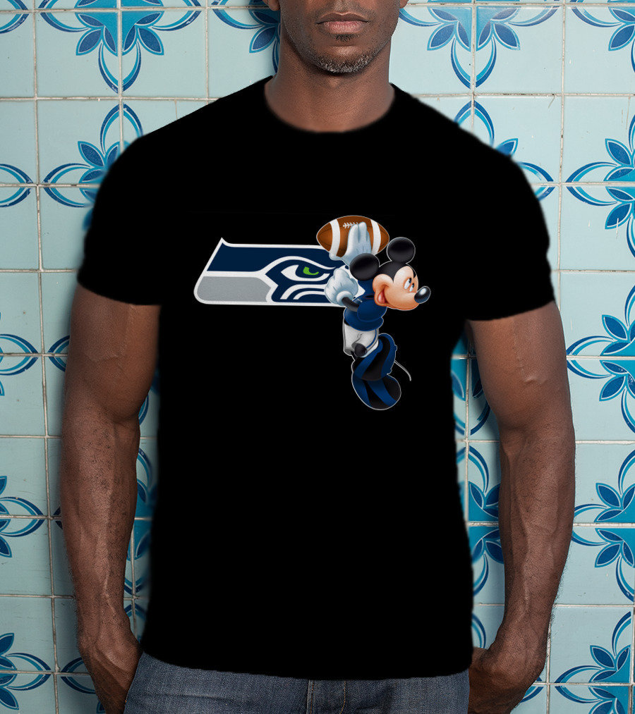 Seattle Seahawks Mickey Football Jump T-Shirt