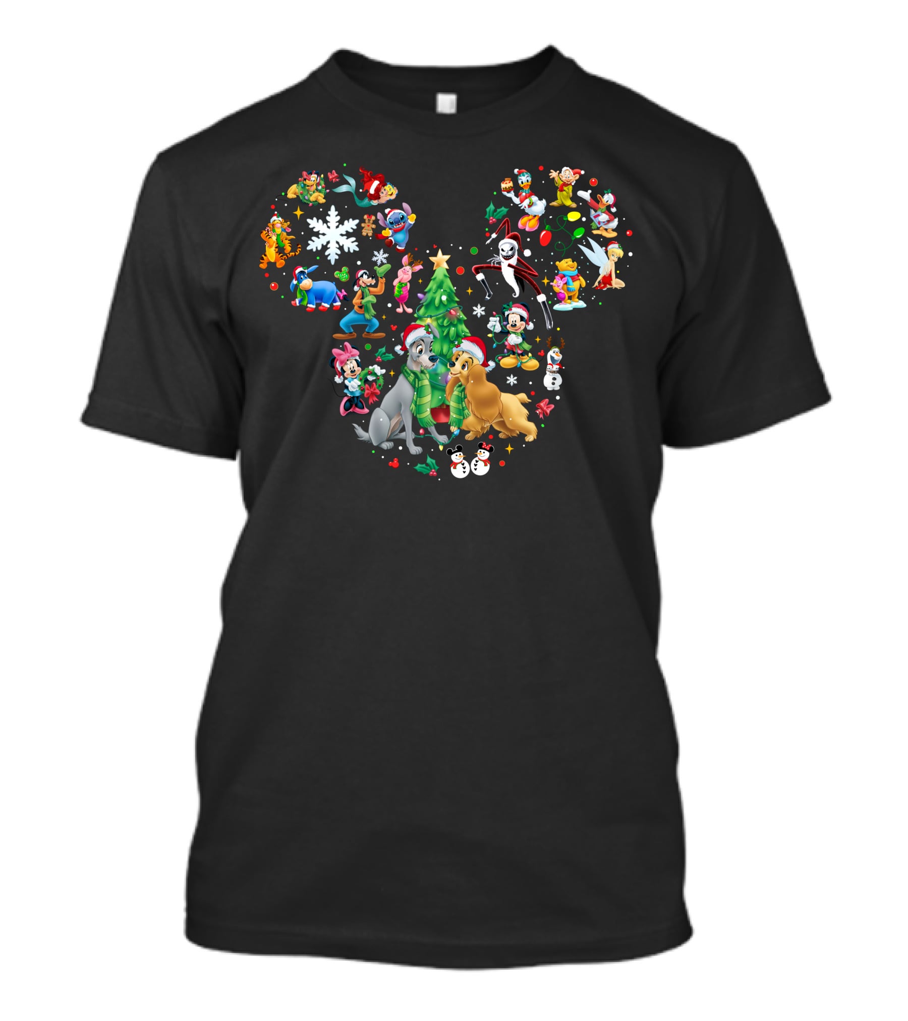 Lady And The Tramp Mickey Mouse Christmas Disney Characters T-Shirt