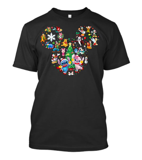 Stitch And Angel Christmas Disney Characters Celebration T-Shirt