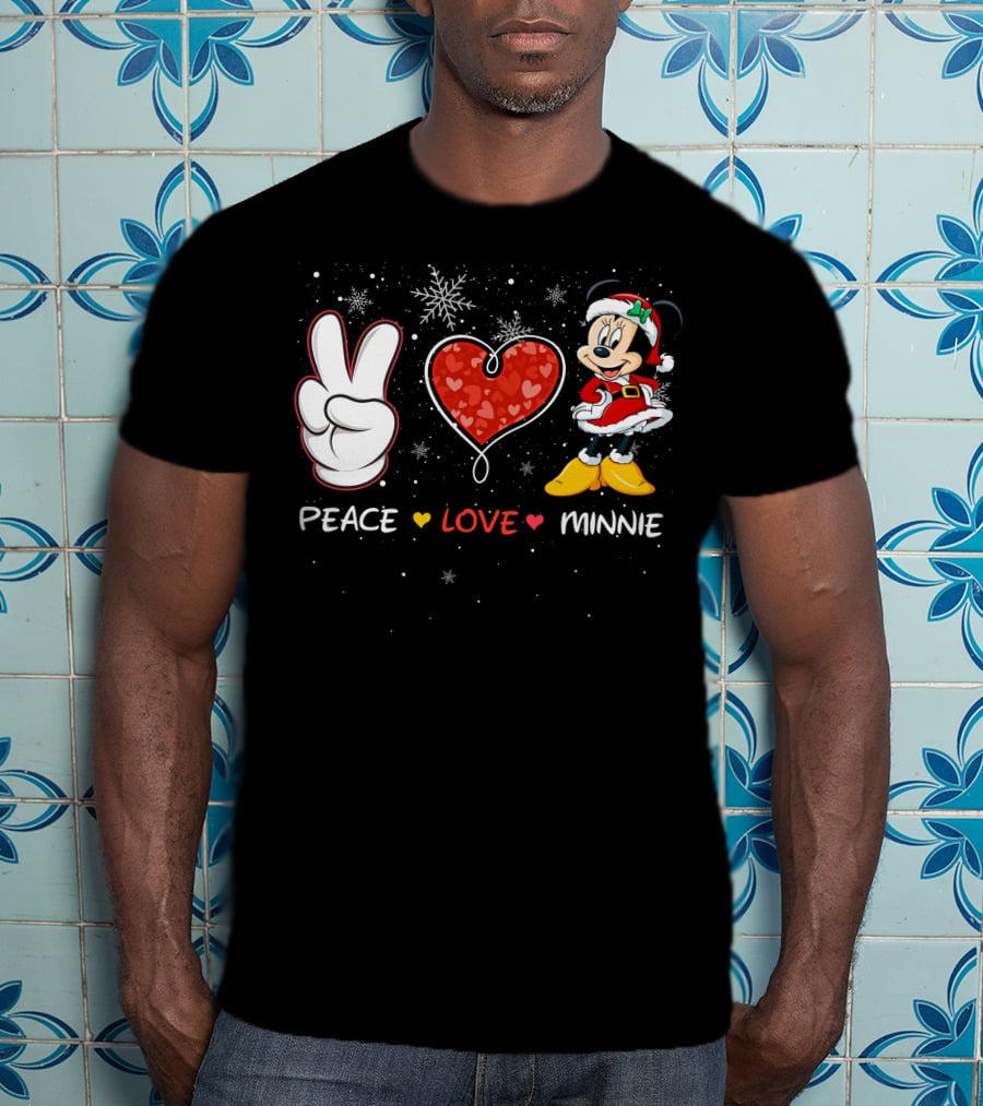 Peace Love Minnie Christmas Holiday Theme T-Shirt