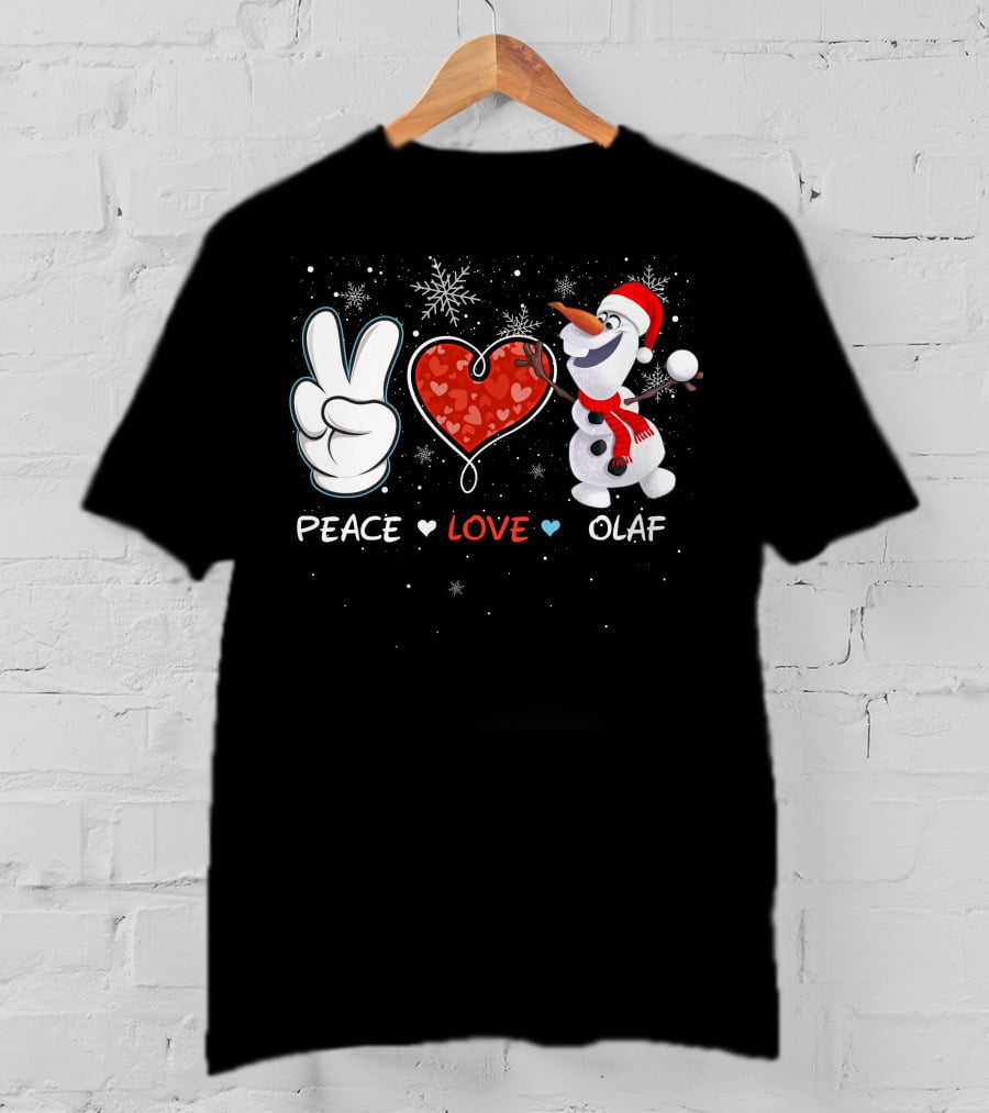 Peace Love Olaf Snowman Winter Holiday Theme T-Shirt