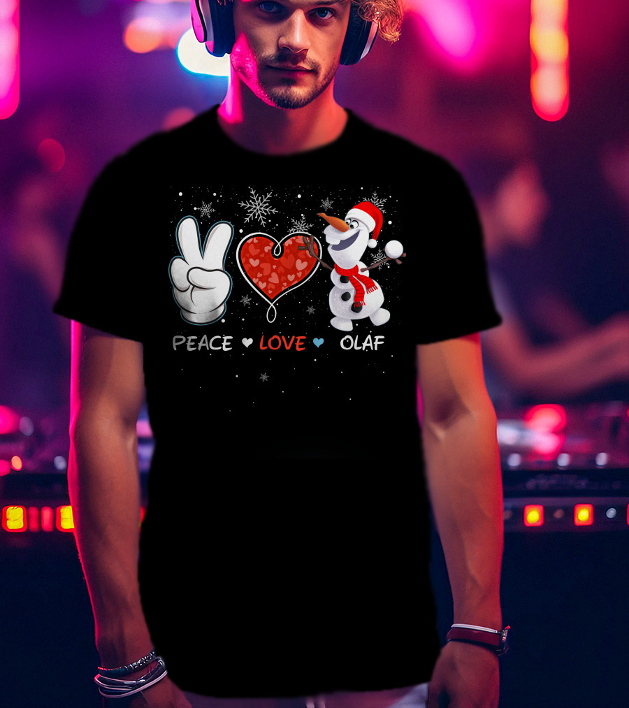 Peace Love Olaf Snowman Winter Holiday Theme T-Shirt