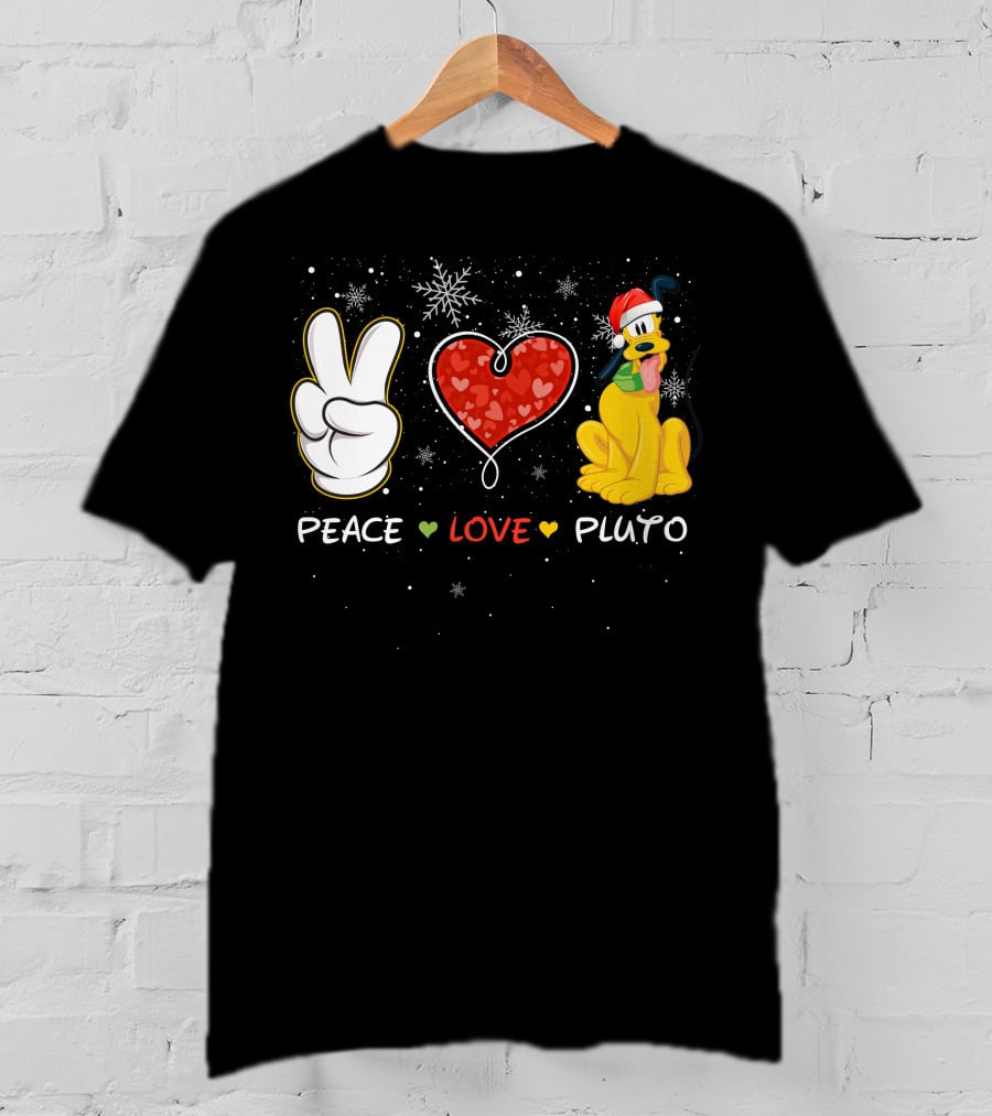Peace Love Pluto Snowflakes Santa Hat T-Shirt